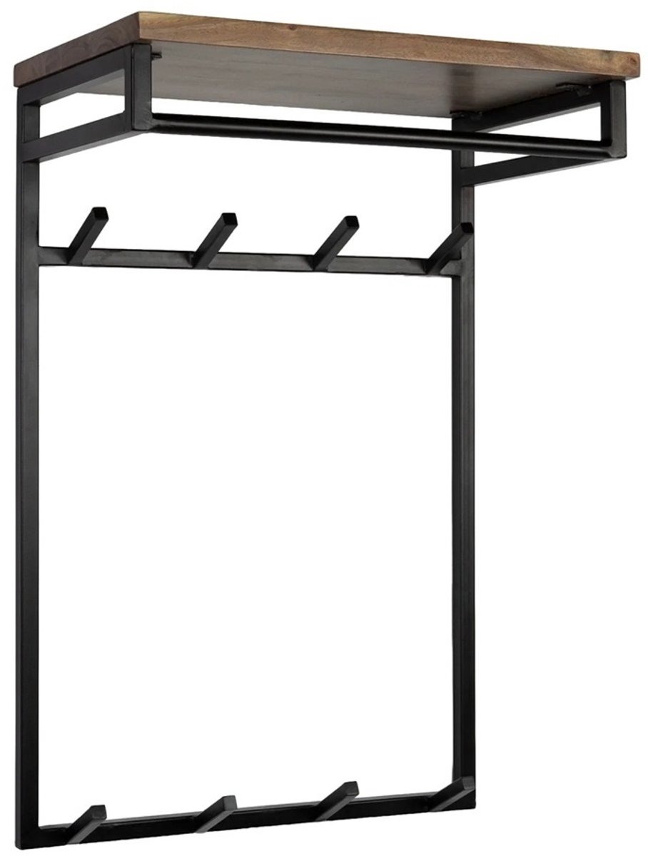 Kapstok Custom Hoog 2x 4 Haken Roede & Hoedenplank Massief Acacia Bruin 55cm