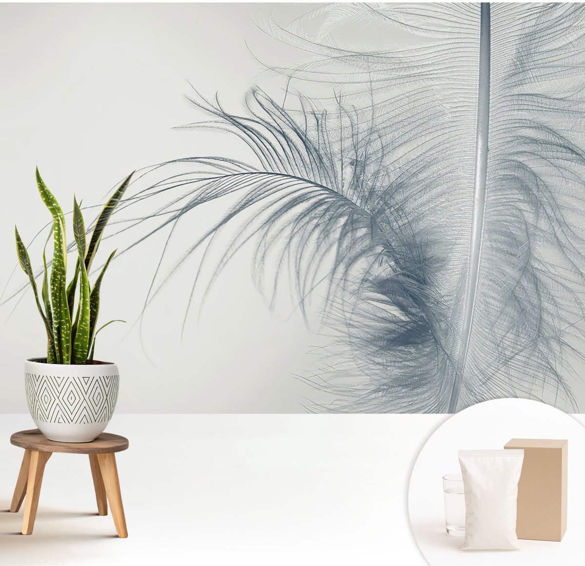 Wallfluent Fotobehang - Wit Vliesbehang - 208x146 cm - Fijne Veer Muurschildering - Gang behang Achtergronden En Patronen - Fotobehang Vlies - Slaapkamer behang