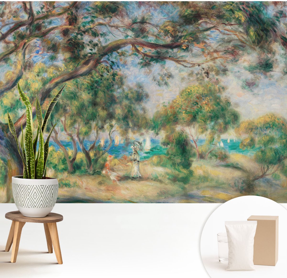 Wallfluent Fotobehang - Groente Vliesbehang - 208x146 cm - Kustlandschap Muurschildering - Slaapkamer behang Bloemen En Planten - Fotobehang Vlies - Slaapkamer behang