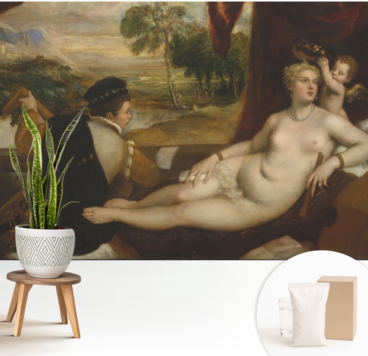 Wallfluent Fotobehang - Bruin Vliesbehang - 208x146 cm - Ontspannende Scène Fotobehang Vlies - Woonkamer behang Mensen - Muurschildering - Woonkamer behang