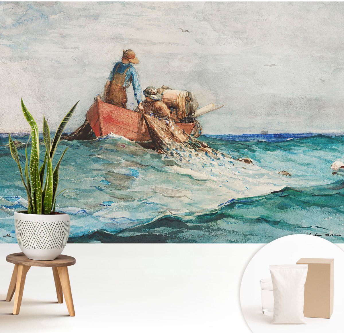 Wallfluent Fotobehang - Blauw Vliesbehang - 208x146 cm - Zee-Expeditie Muurschildering - Slaapkamer behang Landschappen - Fotobehang Vlies - Slaapkamer behang