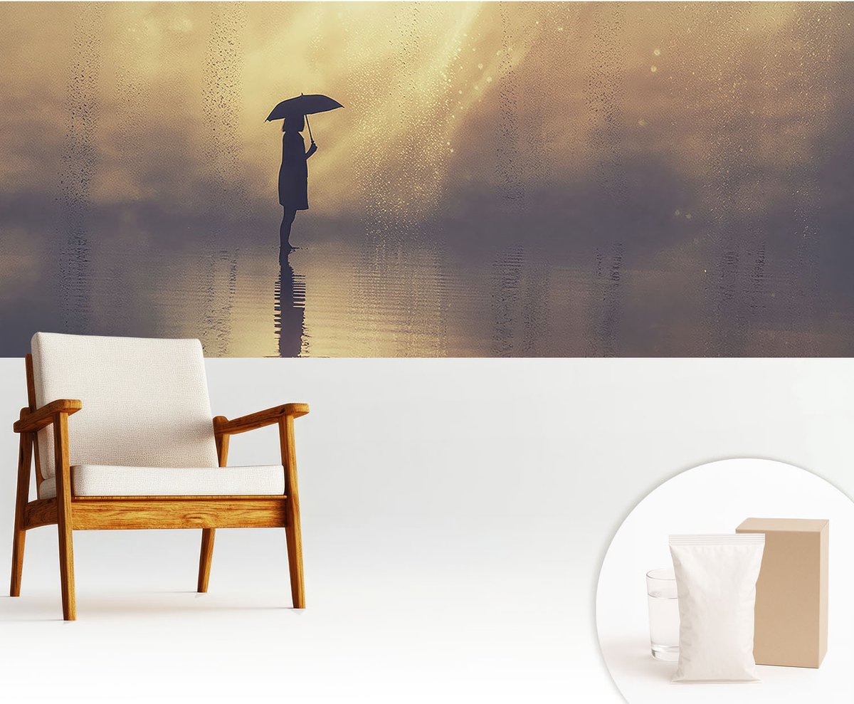 Wallfluent Fotobehang - Beige Vliesbehang - 250x104 cm - Mysterieuze Scène Fotobehang Vlies - Woonkamer behang Landschappen - Muurschildering - Woonkamer behang