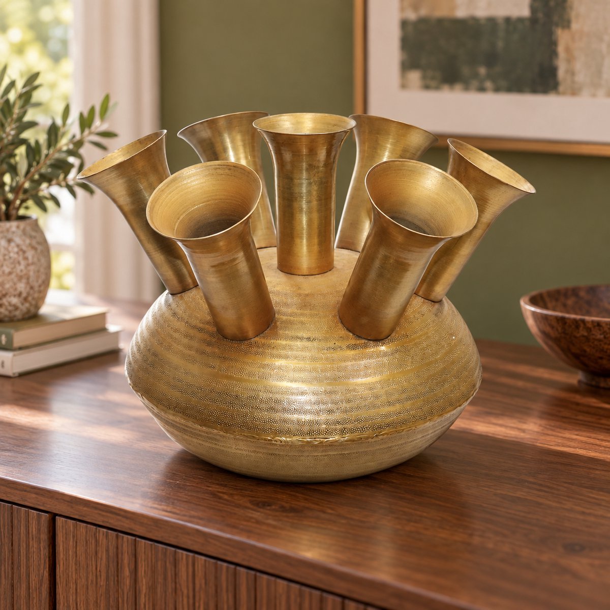 Hoppa! Vaas - Met zeven openingen - Goud - 45 x 45 x 33 cm (B x D x H)