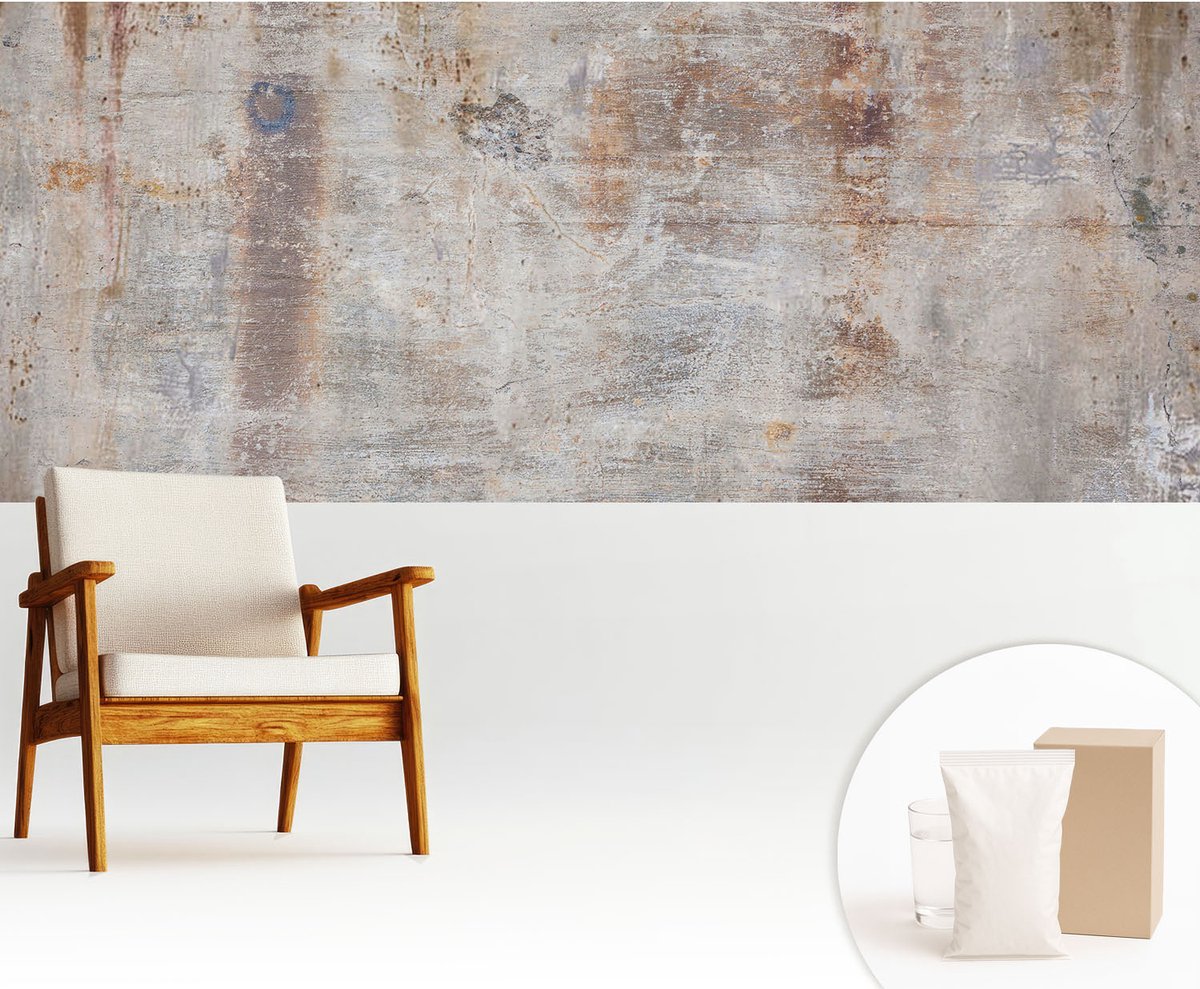 Wallfluent Fotobehang - Grijs Vliesbehang - 250x104 cm - Ruw Oppervlak Fotobehang Vlies - Hal behang Texturen - Muurschildering - Woonkamer behang