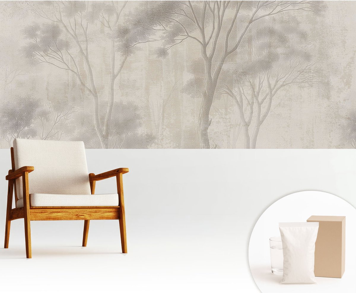 Wallfluent Fotobehang - Wit Vliesbehang - 250x104 cm - Stijlvolle Harmonie Fotobehang Vlies - Hal behang Landschappen - Muurschildering - Hal behang