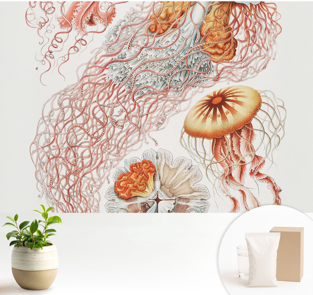 Wallfluent Fotobehang - Rood Vliesbehang - 104x70 cm - Sierkwal Muurschildering - Gang behang Natuur - Fotobehang Vlies - Gang behang