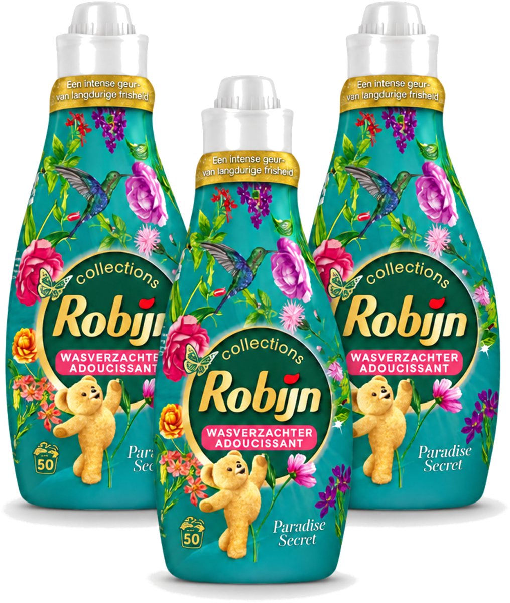 3 x Robijn Collections - Wasverzachter - Paradise Secret - 1,25L - 50 Wasbeurten - Voordeelverpakking - 3 stuks