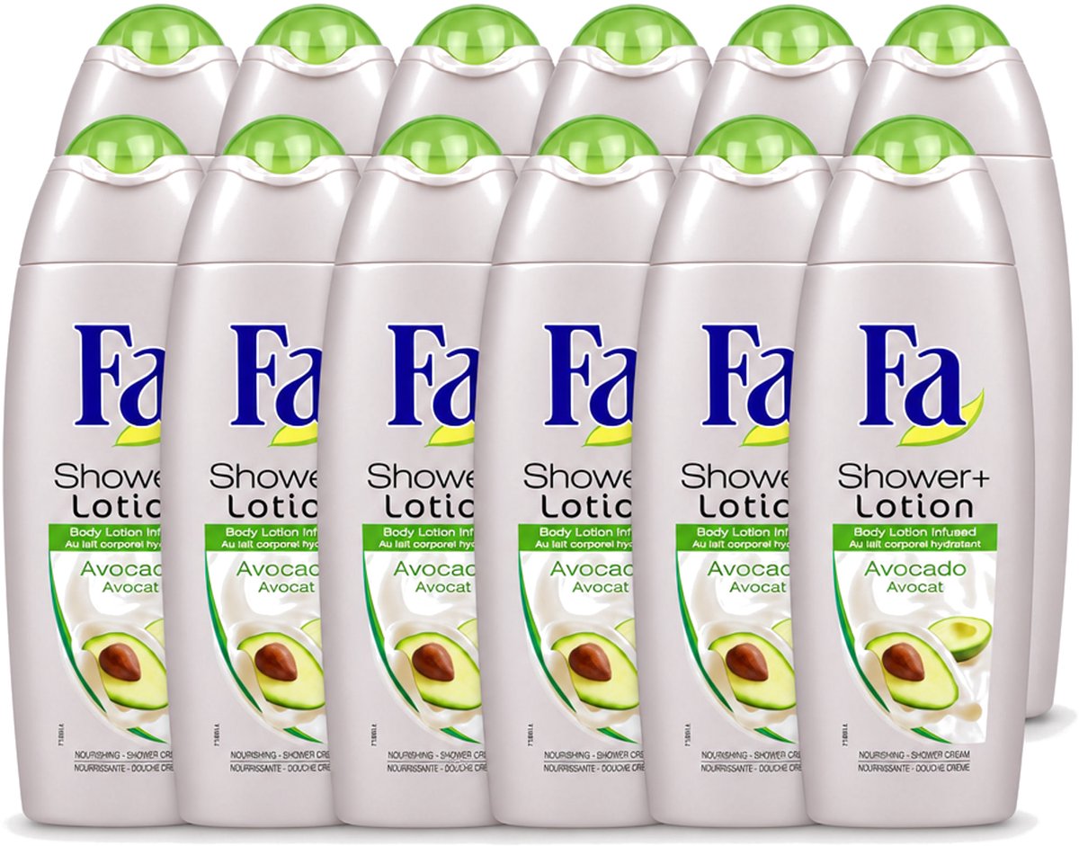 12 x Fa - Douchecrème Met Lotion - Avocado - 250 ml - Voordeelverpakking - 12 stuks