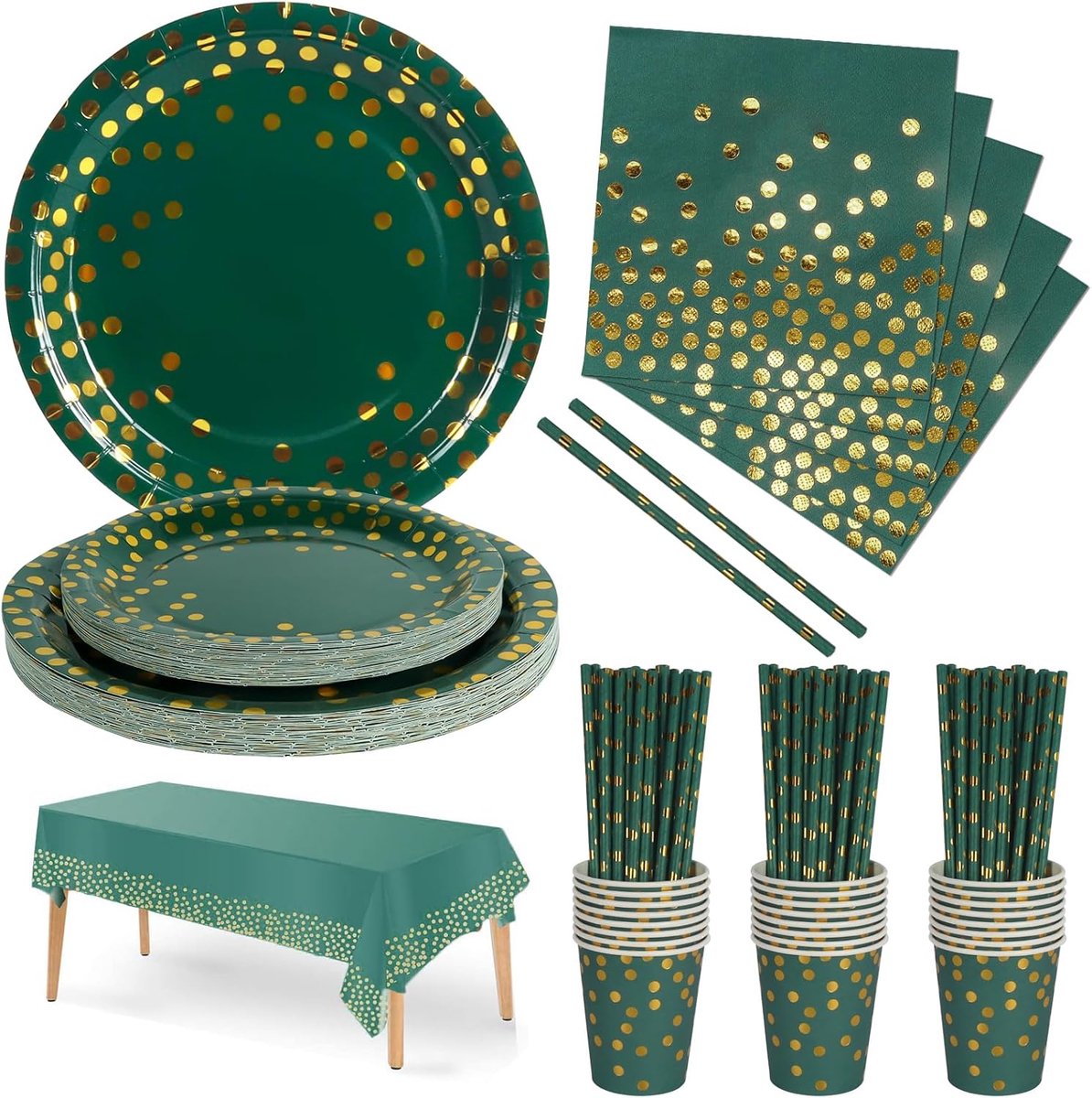 Partyservies, 126 stuks Happy Everyday Feestaccessoires, Zwart goud kartonnen borden set, verjaardagsservies kartonnen borden, servetten voor kinderverjaardag, verjaardagsfeest -25 gasten