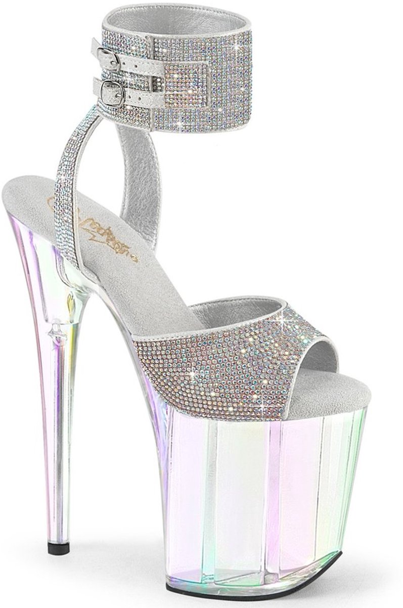 Pleaser - FLAMINGO891HTRS Sandaal met enkelband, Paaldans schoenen - US 9 - 39 Shoes - Zilverkleurig
