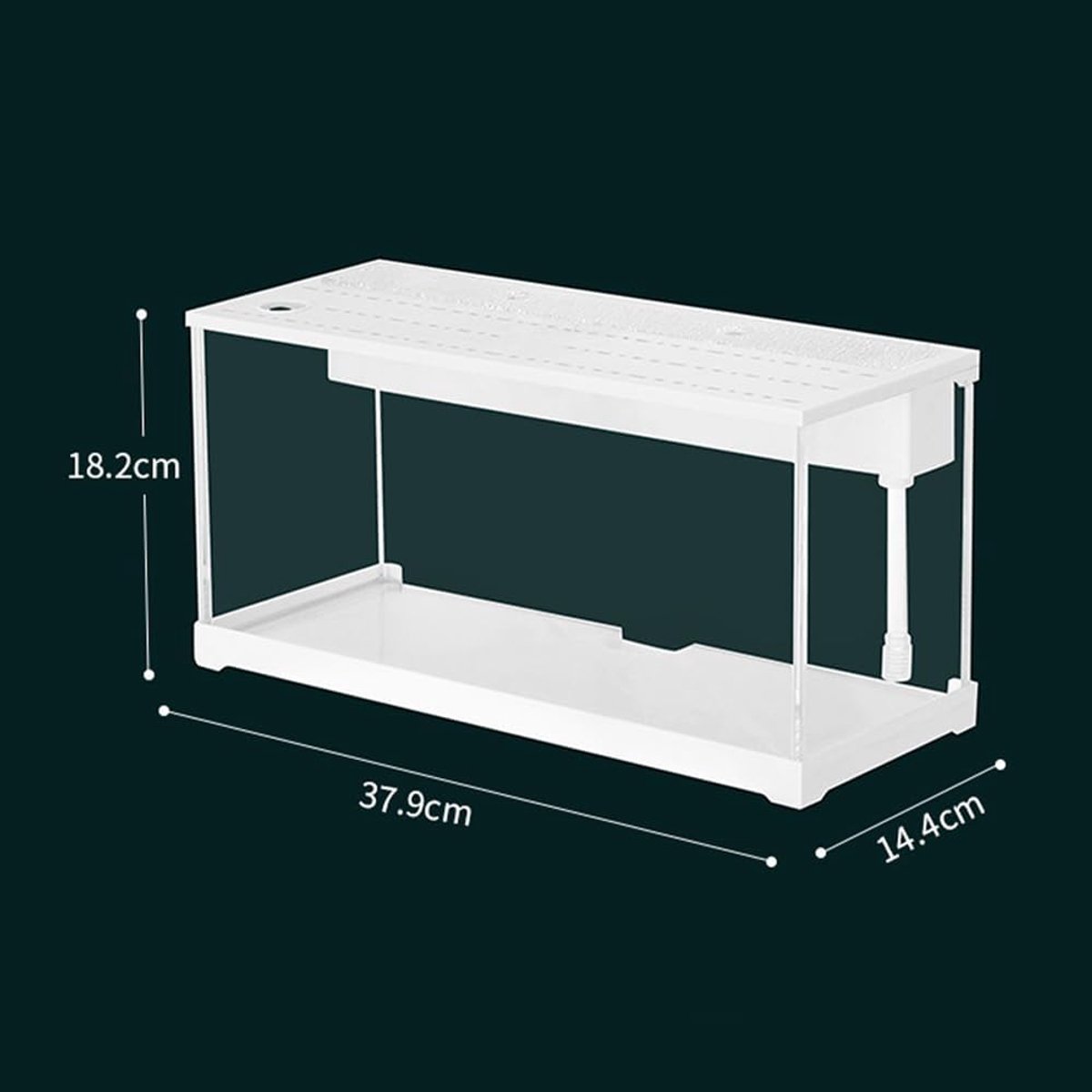Aquariumtank, rechthoekige aquariumtank helder acryl aquarium tank top circulerend filtersysteem, stille waterpomp voor goudvis kleine vissen en thuiskantoor desktop decoratief, 38 x 14 x 18