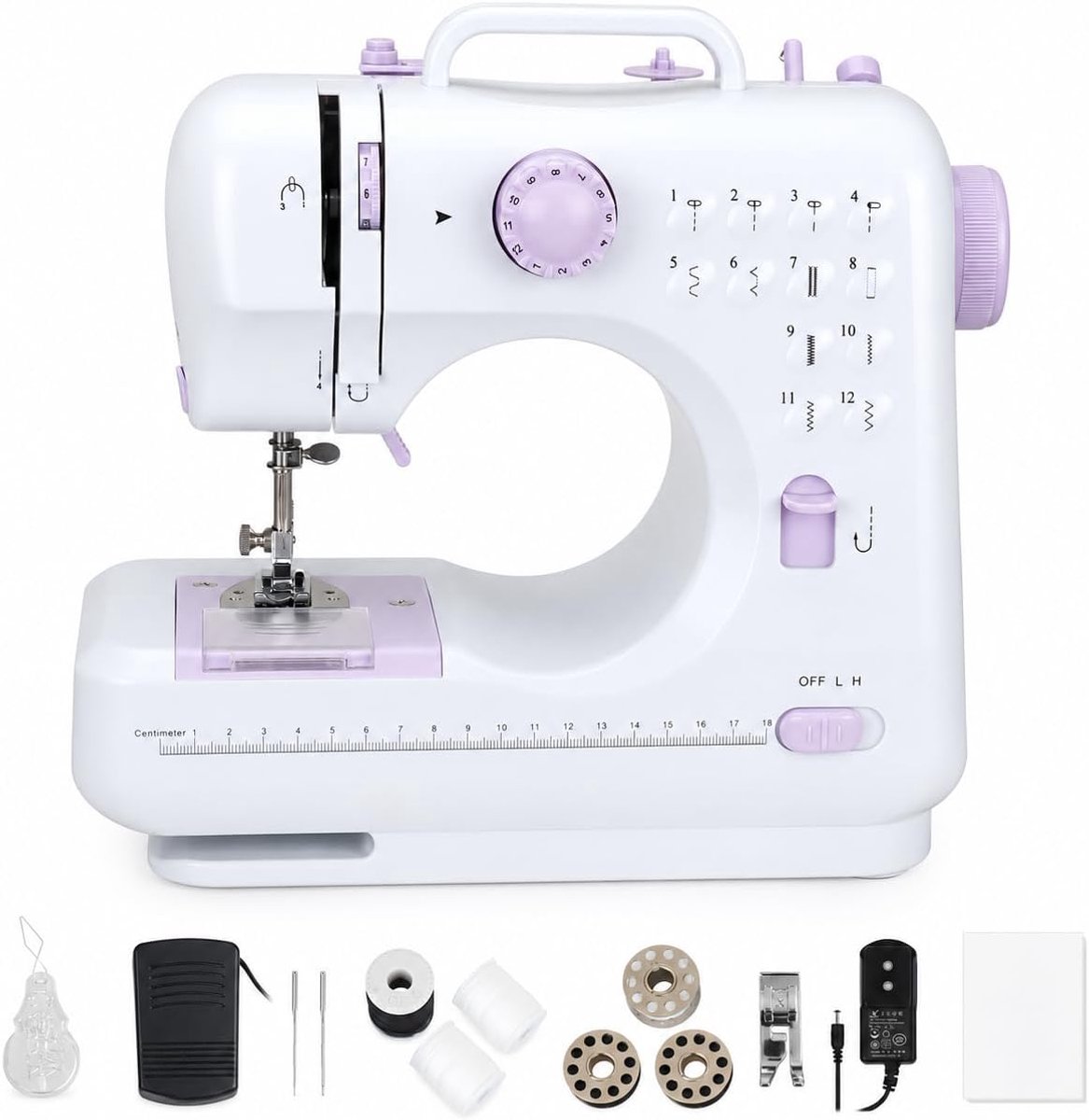 Mini-naaimachine voor beginners, 12 steken, huishouden, dubbele draad, multifunctionele naaimachine voor kinderen