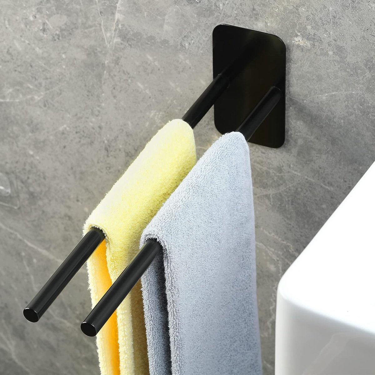 Handdoekhouder zonder boren handdoekstang om te plakken, badkamer theedoekhouder 40 cm, modern design, mat zwart