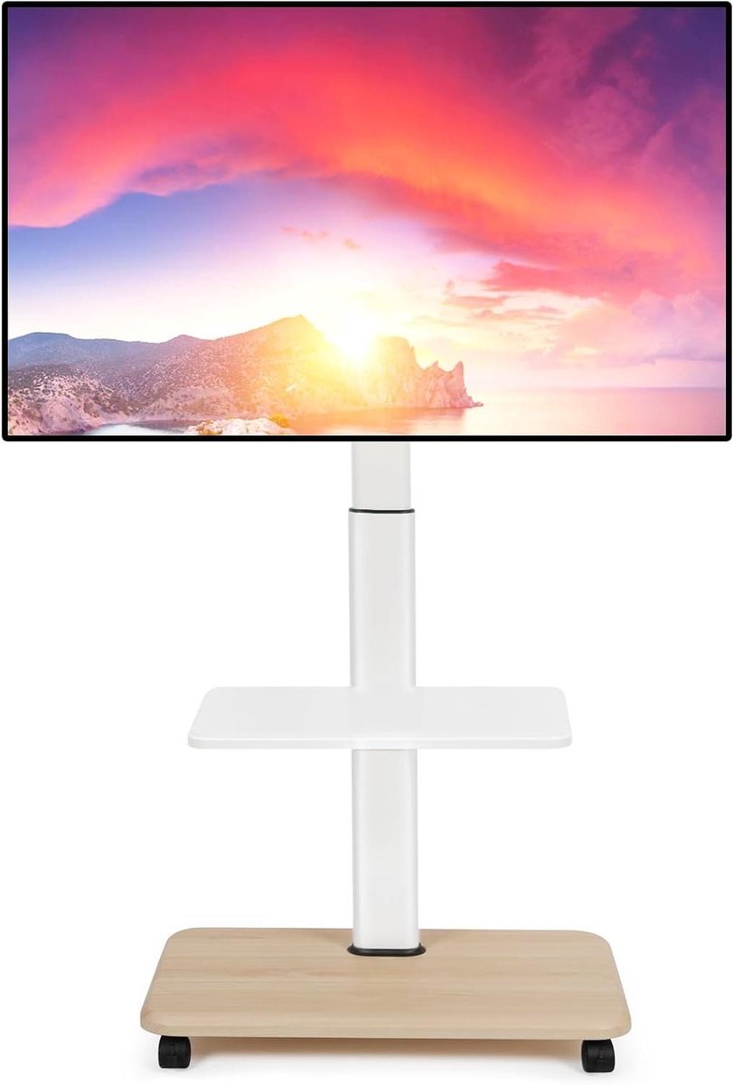 Mobiele TV Standaard - TV Kar - Flexibel Kijken - Inclusief Laptop Plank - 32-70 inch - Wit
