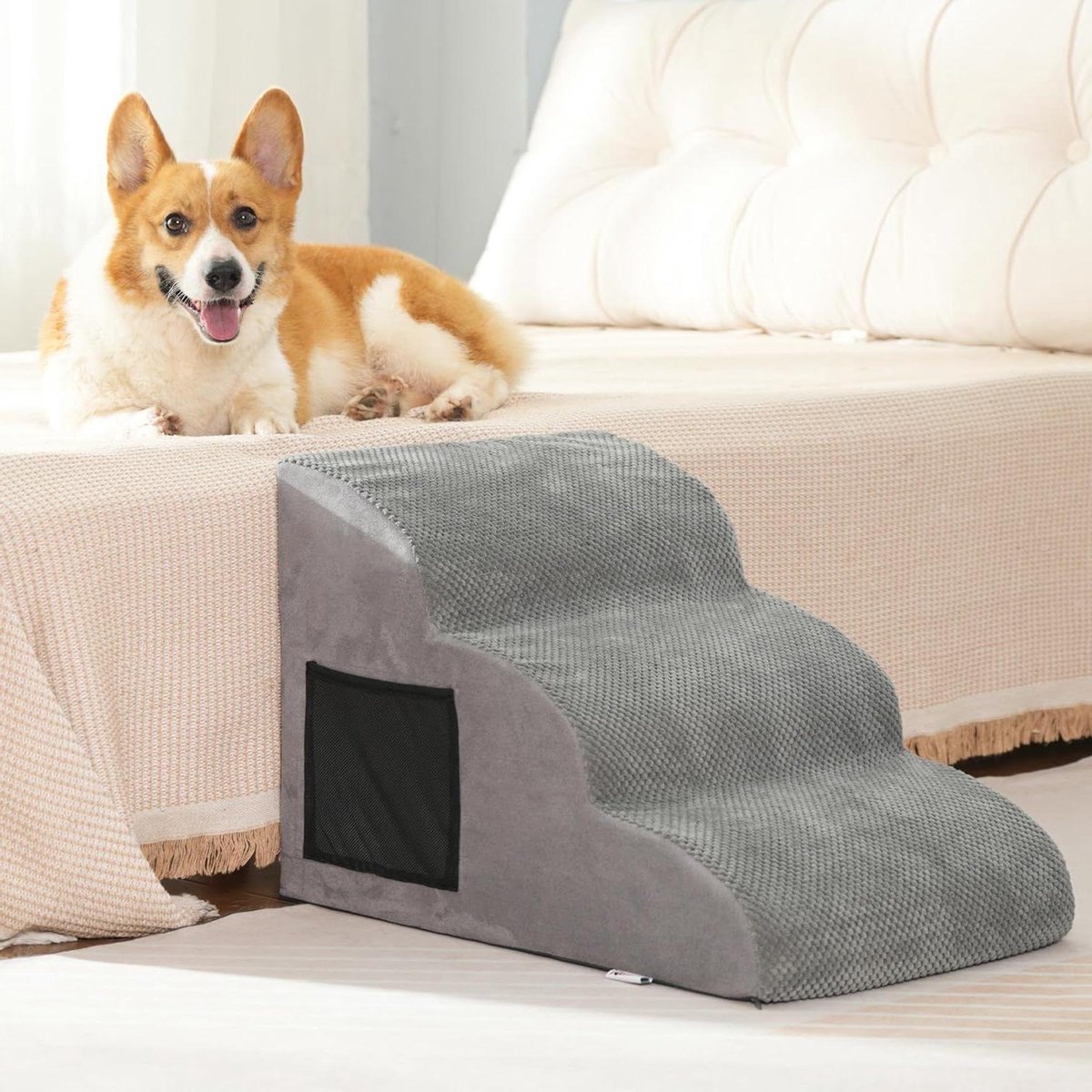 Hondentrap - Huisdier ladder - Veilig op bed - Zacht hellingsontwerp - 60 x 40 x 40 cm - Grijs