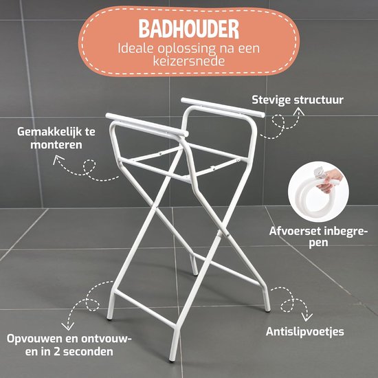 Opvouwbaar Babybad - XXL Babybad - Baby Verzorgen - Inclusief Thermometer - 81 cm - Grijs — afbeelding 2