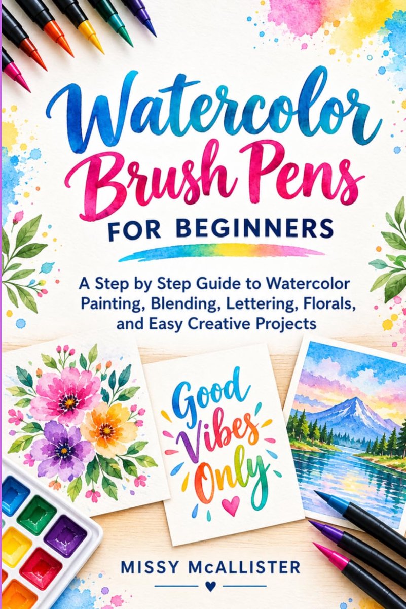 Watercolor Brush Pens for Beginners: A Step-by-Step Guide to Watercolor Painting, Blending, Lettering, Florals, and - ShopVlot