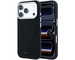 Lacoste Backcover hoesje voor Apple iPhone 18 Pro Max - HC Magsafe PVC Petit Pique Embossed - Zwart