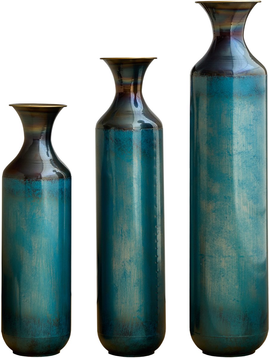 MODFU-Vaas-Handgemaakt-Patina-Look-3 Maten-Niet Waterdicht-Blauwgroen