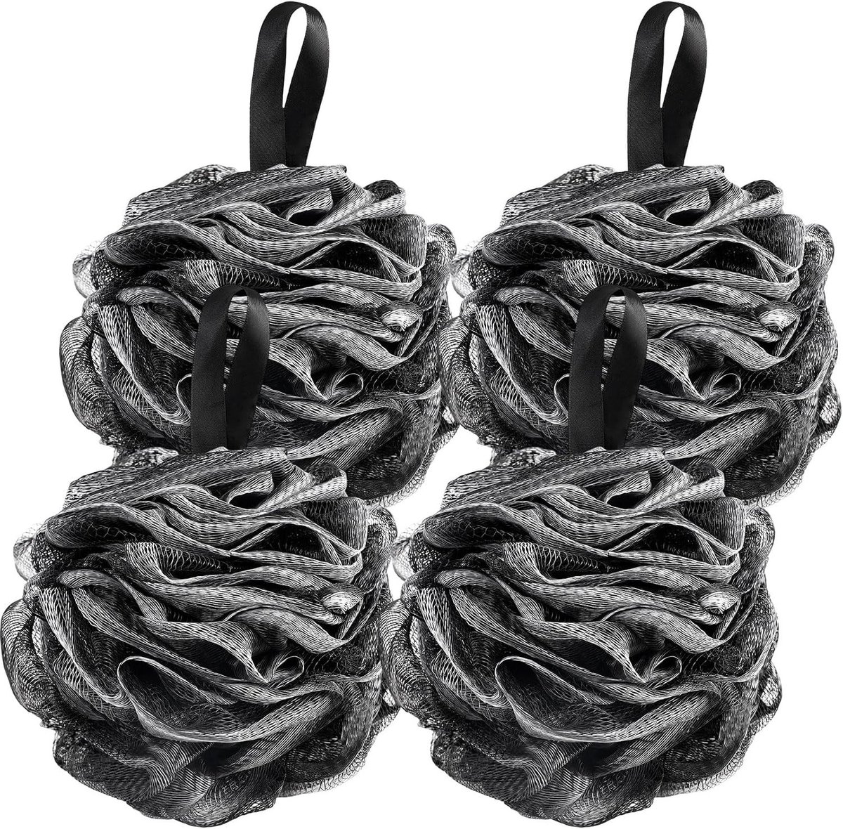 Douchespons Set - Zwart - 13 cm - Zachte en Duurzame Badsponzen - Voor Thuis en Op Reis