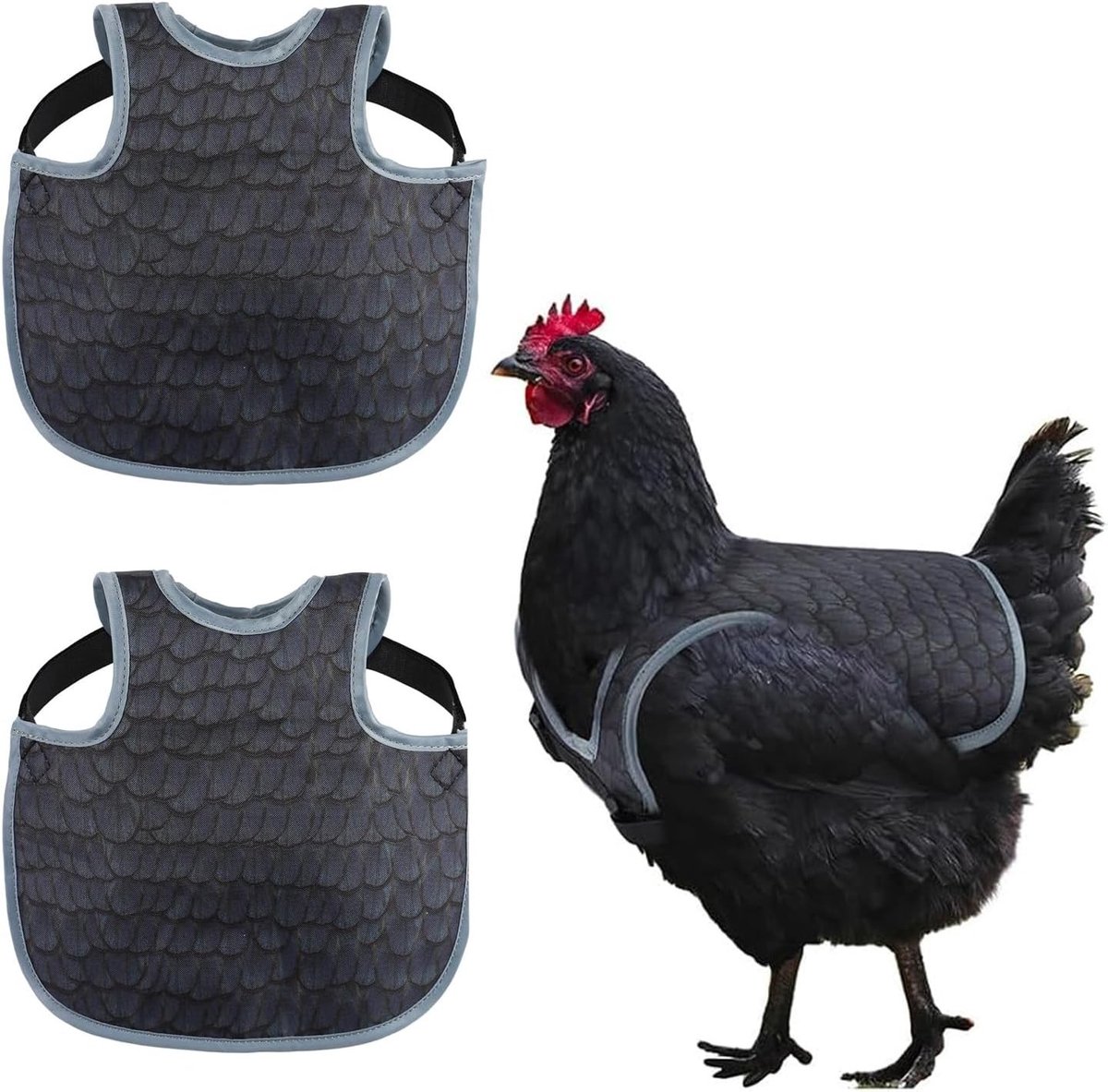 2 Stuks Kippenrugbeschermers voor Comfort en Bescherming van Kippen, Lichtgewicht en Ademend Kippen Schort (Zwart)
