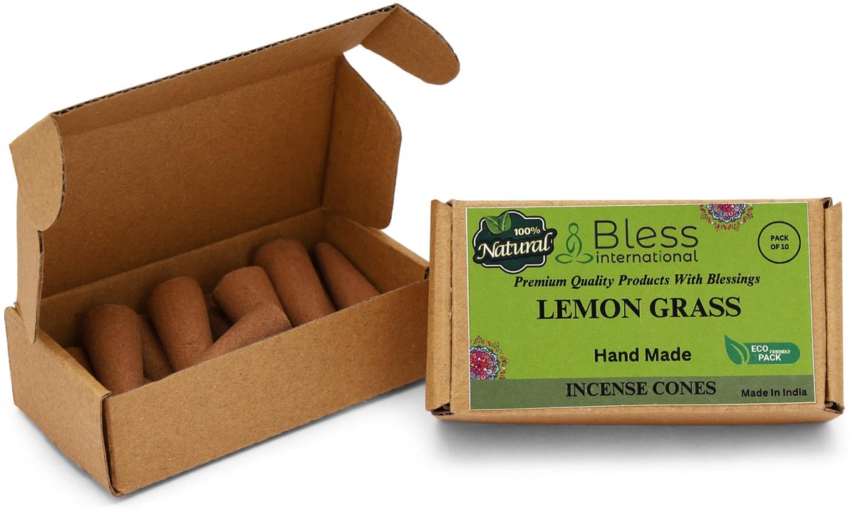 Bless International Lemon Gras 100%-Natural-Incense-Cones Handgemaakte-Hand-Dipped Organic-Chemicals-Free - ShopVlot