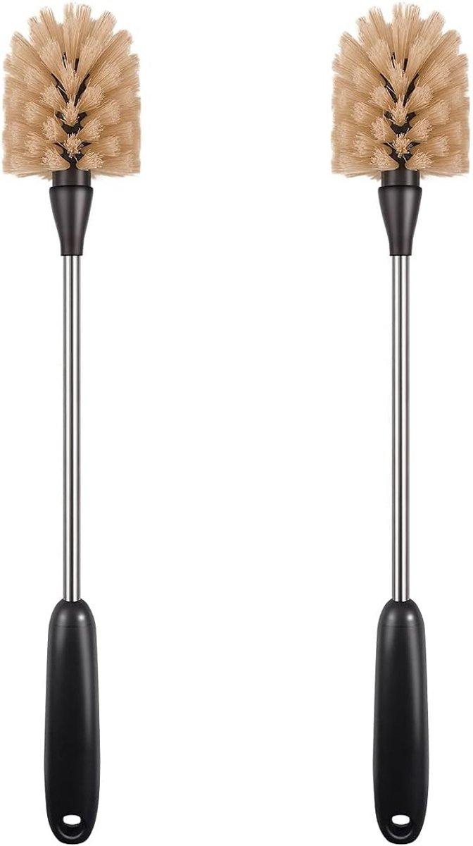 Flessenborstel baby - Bruin - 38 cm lang - Nylon borstel met flexibele roestvrijstalen handgreep - Voor flessen en glazen reinigen
