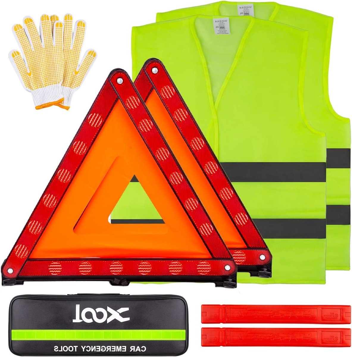 Noodkit Auto - Veiligheidset - Pechondersteuning - Hoge zichtbaarheid - 44.6 cm - Geel