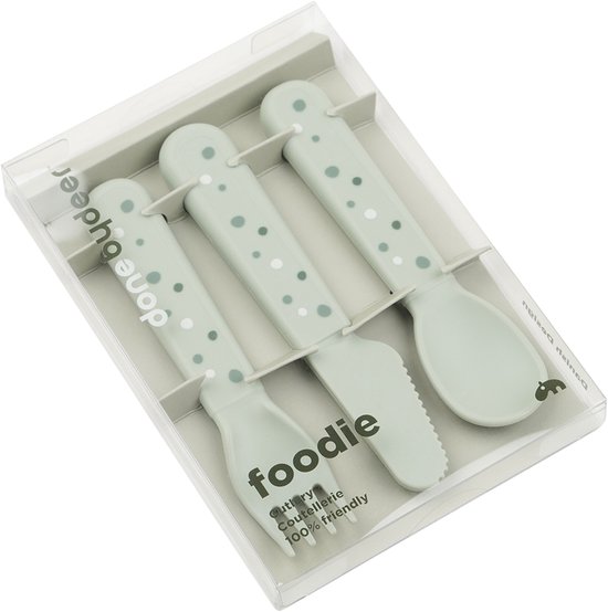 Done By Deer Foodie Cutlery Set Happy Dots Green van Done by Deer — afbeelding 3