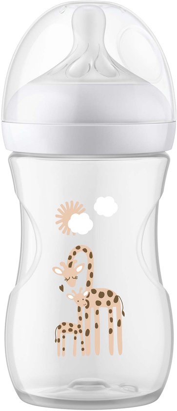 Philips Avent Natural Response babyfles, 260 ml, met giraffe print, melkdoorstroming 3.
