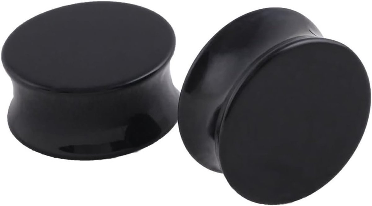 Tunnels Meters, 2 STKS Rvs Oordopjes Zwarte Hoop Oor Meters 14G Body Piercings Sieraden, 00G(10mm), Acryl