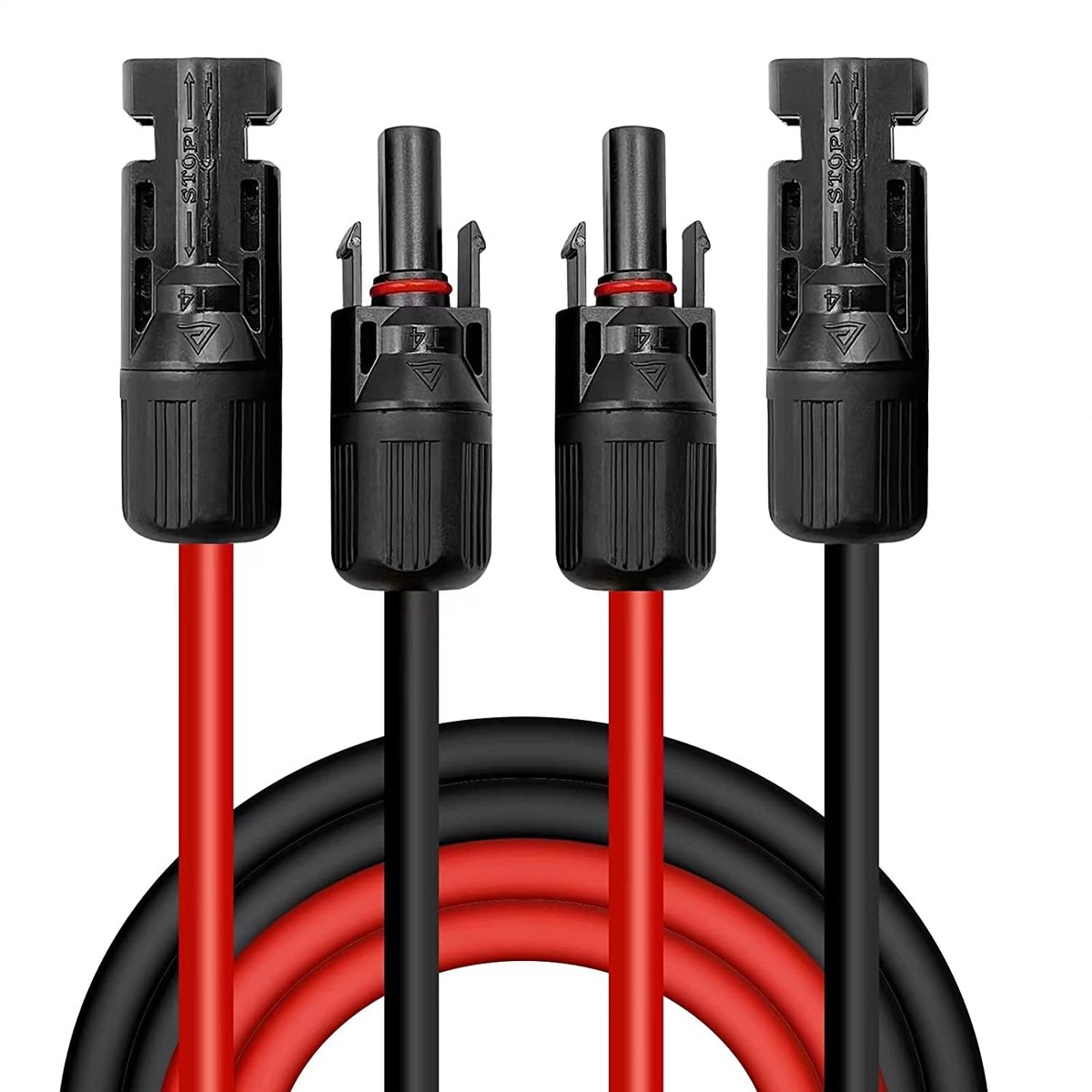 4 mm²/6 mm², verlengkabel op zonne-energie 1/2/3/5/10 m, verlengkabel (rood/zwart) (4 mm², 2 m)