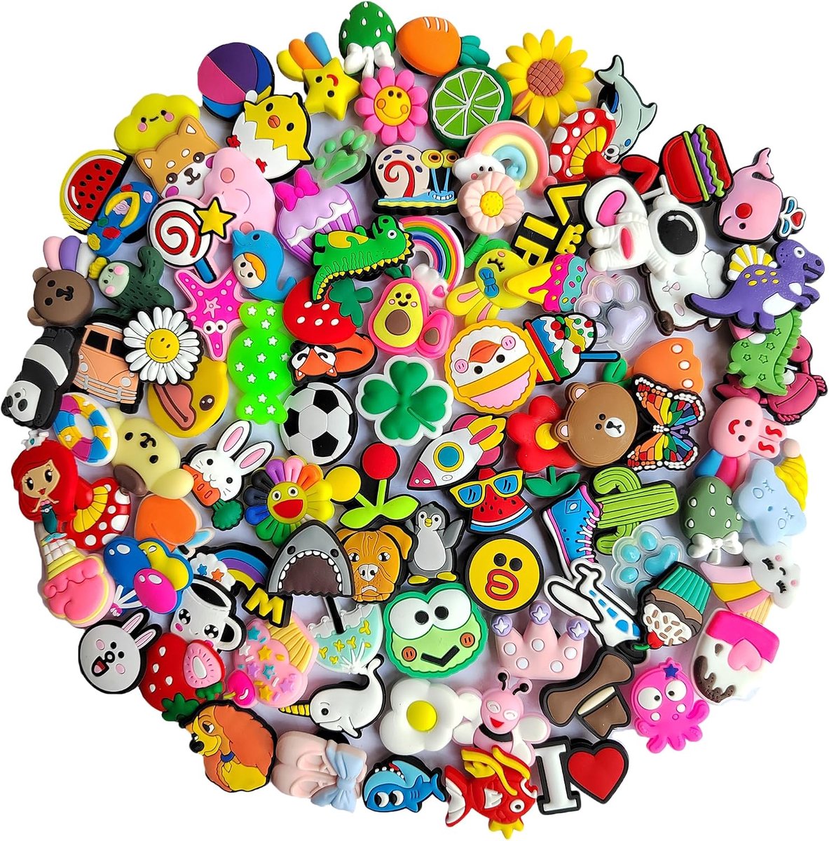 Bedels voor klompen, willekeurige mannen vrouwen PVC cartoon schoendecoraties accessoires voor sandalen en slippers