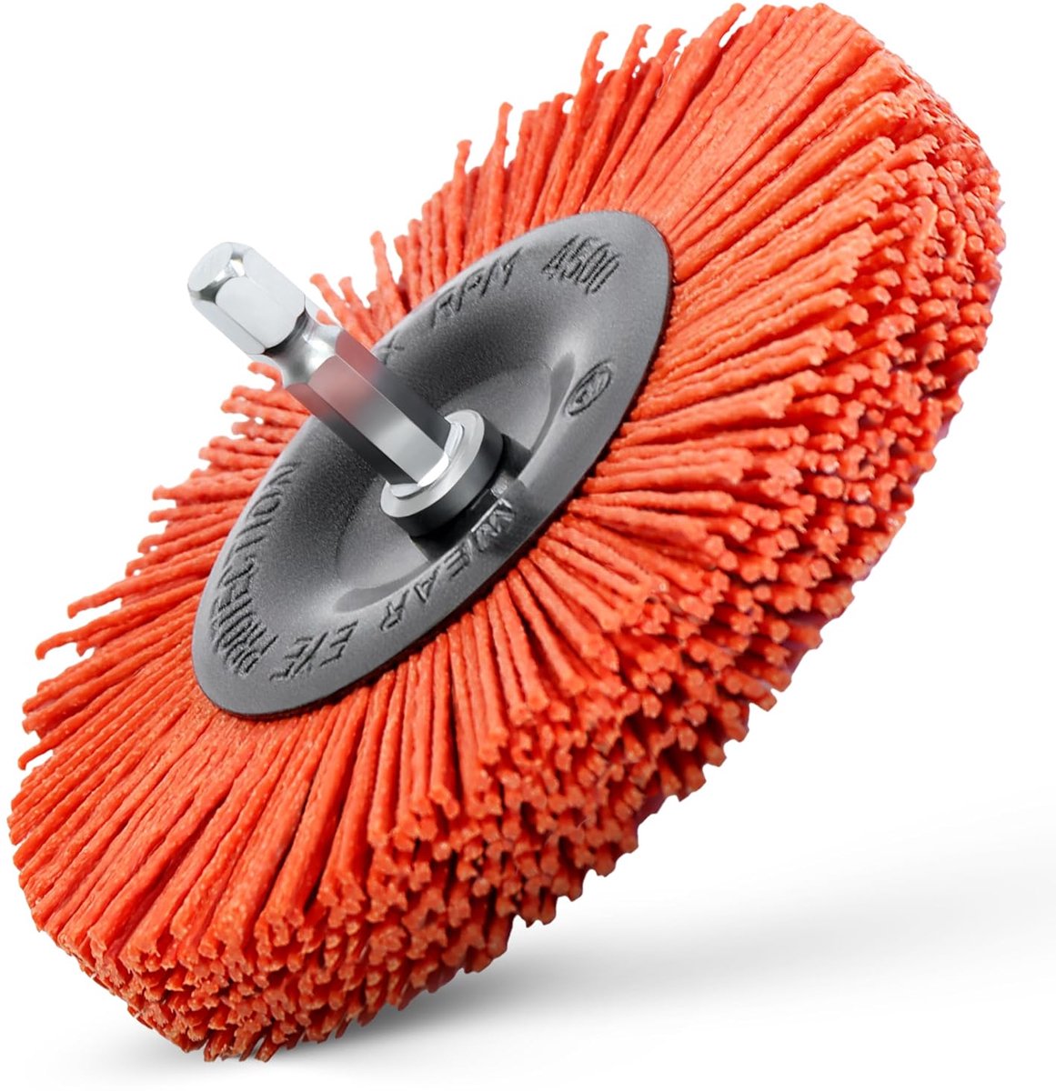 Nylon Schijfborstel Ø 100 mm – Zeskantige Schacht 1/4" – Grofkorrelige Draadborstel voor Boor – Verwijderen van Roest, Polijsten & Schuren – Geschikt voor Hout, Roestvrij Staal & Legeringen