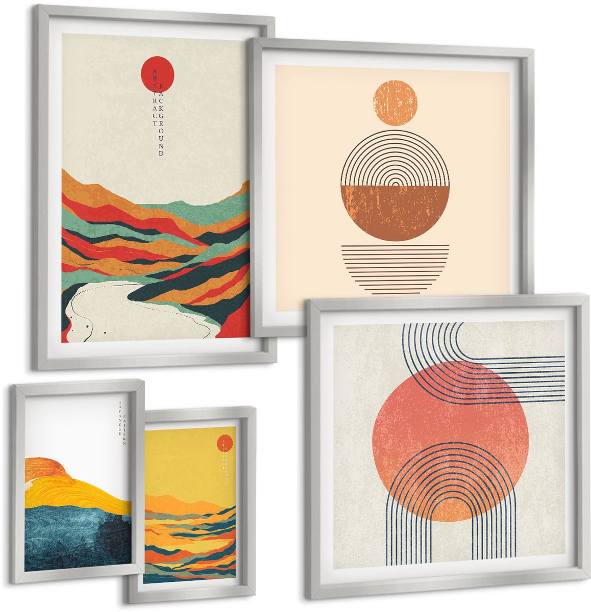 Coloray 5-Delige Schilderij Set - Posters In Beige- En Groentinten Van Henri Matisse - 20 x 30 cm - Stijlvolle Muurdecoratie - Slaapkamer - Interieur Decoratie