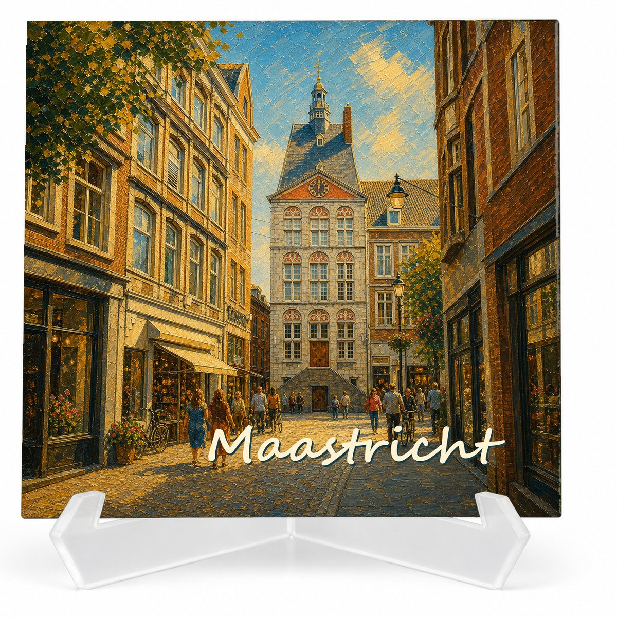 Kleurmedia Tegeltje Maastricht – Boekhandel Dominicanen – Keramiek 15 x 15 cm – Inclusief transparante houder – Souvenir
