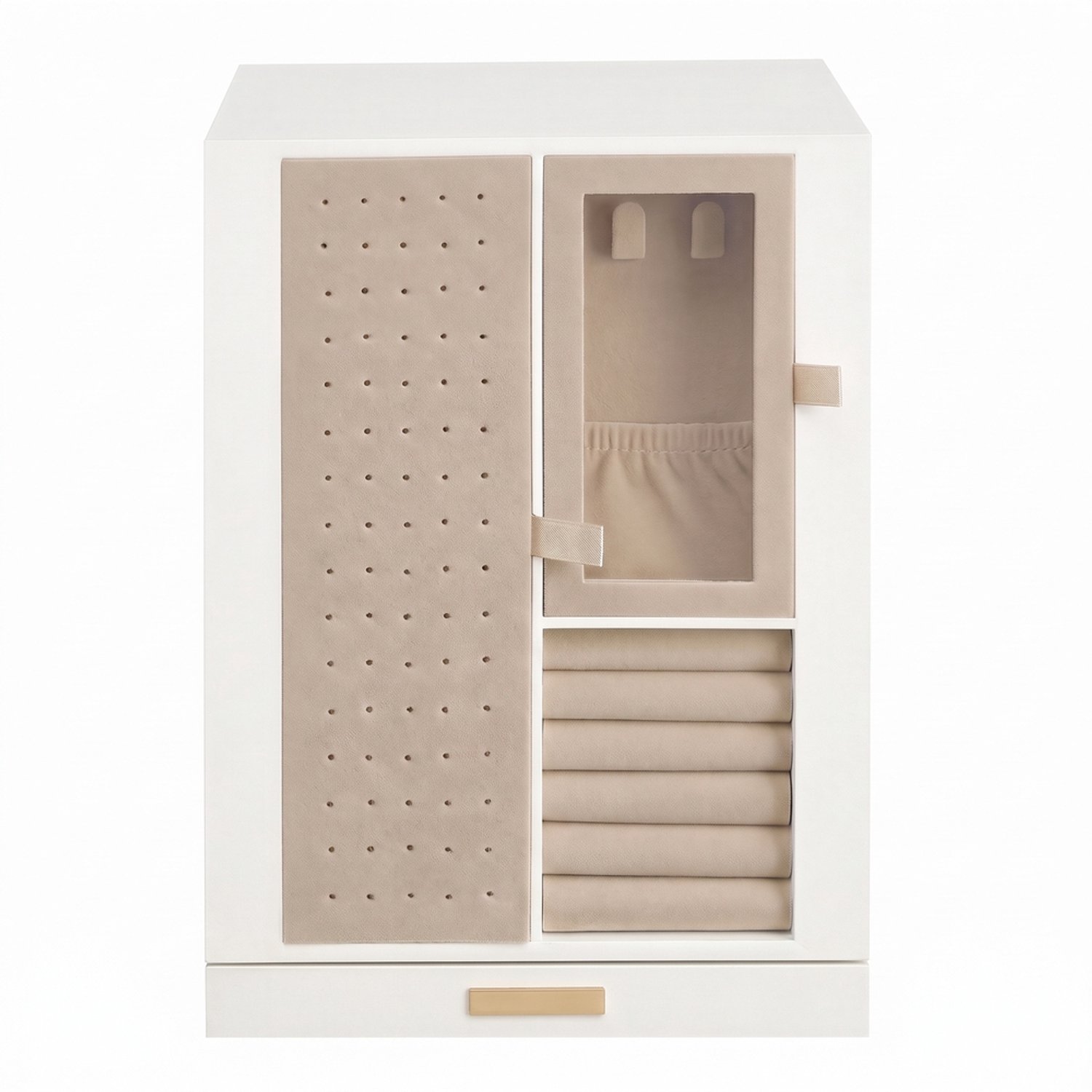 Draaibare sieradenorganizer 360° - 4 lades - 17 x 15,2 x 23,1 cm - Crèmewit