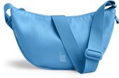 Lichtblauwe halvemaanvormige schoudertas met verstelbare riem en GOT BAG logo.
