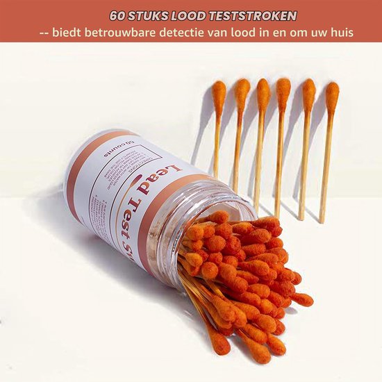 Lood-testset (60 snelteststaafjes), resultaten in 30 seconden met alleen water voor huishoudelijk gebruik voor alle oppervlakken: lak, borden, speelgoed, sieraden, metaal — afbeelding 5