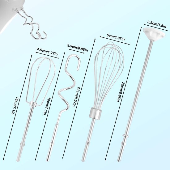 6st Handmixer Kloppers Accessoires, RVS Deeg Haken Garde & Mengstaaf Vervanging Elektrische Handmixer Accessoires Set Compatibel met — afbeelding 2