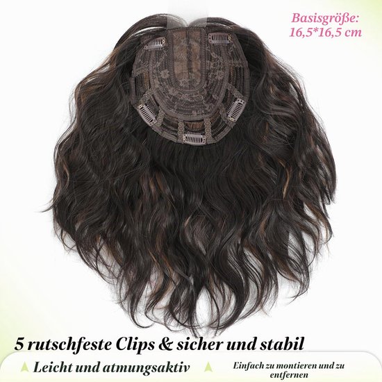 Haartopper 25cm bruin met highlights voor dun haar — afbeelding 4