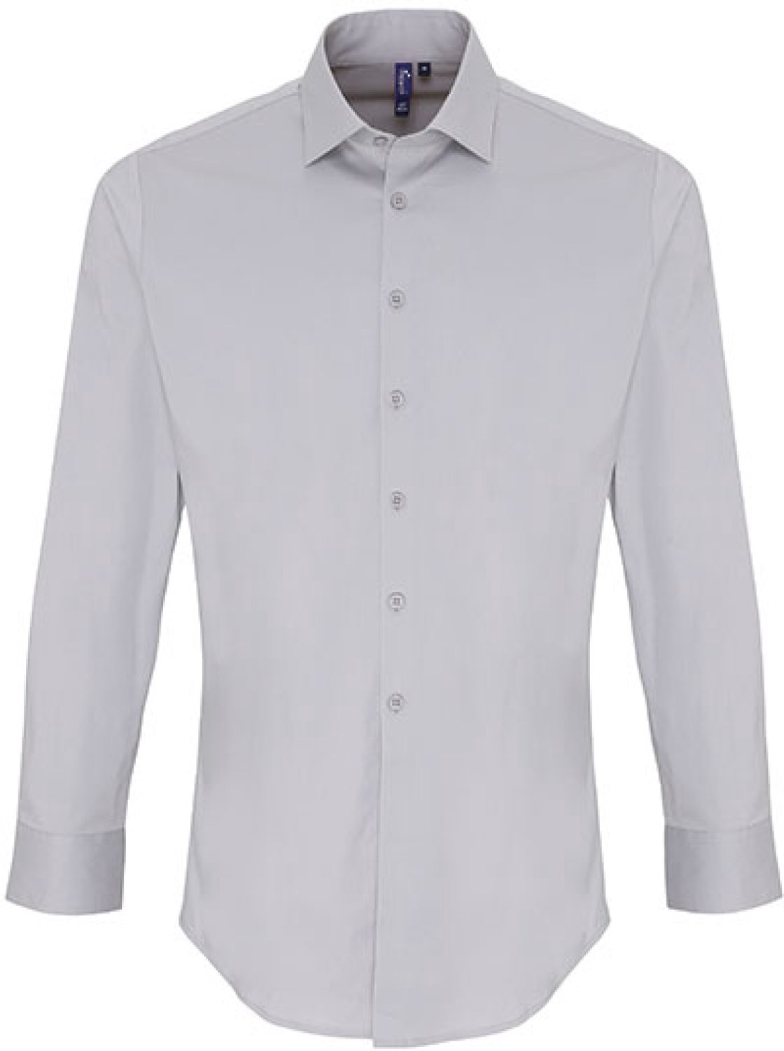 Premier Workwear - Men´s Stretch Fit Poplin Long Sleeve Cotton Shirt - Silver (ca. Pantone 428C) - L