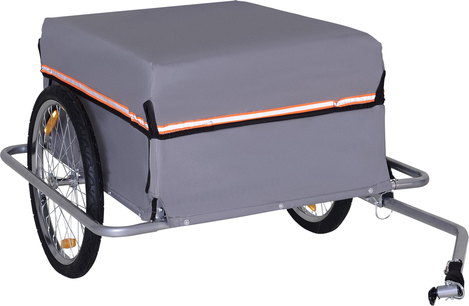 Homona Bagagefietsaanhanger - Inklapbaar - Met universele koppeling en reflectoren - Draagvermogen 40 kg - 140 x 88 x 60 cm - Grijs
