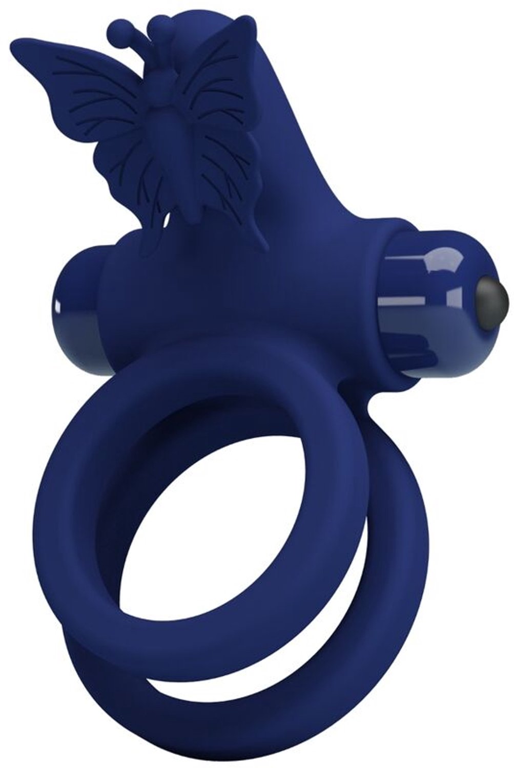 PRETTY LOVE - JAMELE DOUBLE RING WITH VIBRATION & BUTTERFLY STIMULATOR BLUE