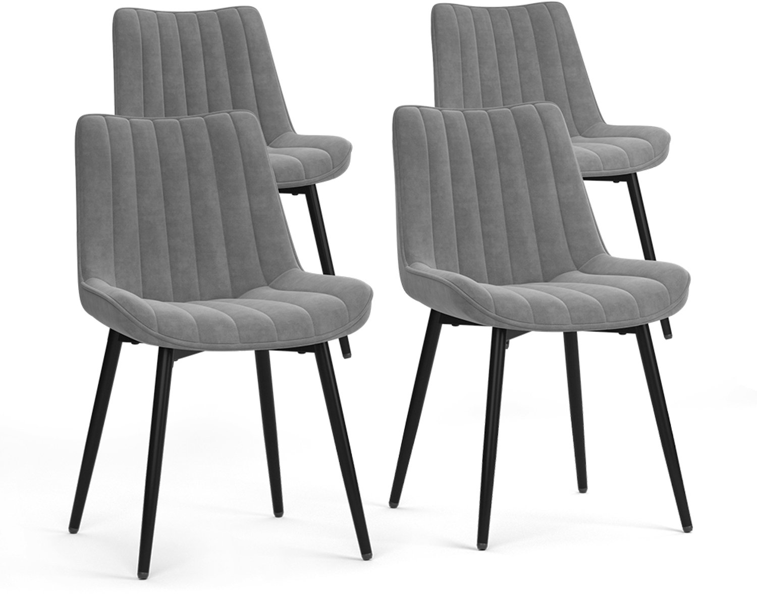 Vicco Eetkamerstoel Ravlo, Grijs/Zwart, 51 x 57 cm Set van 4