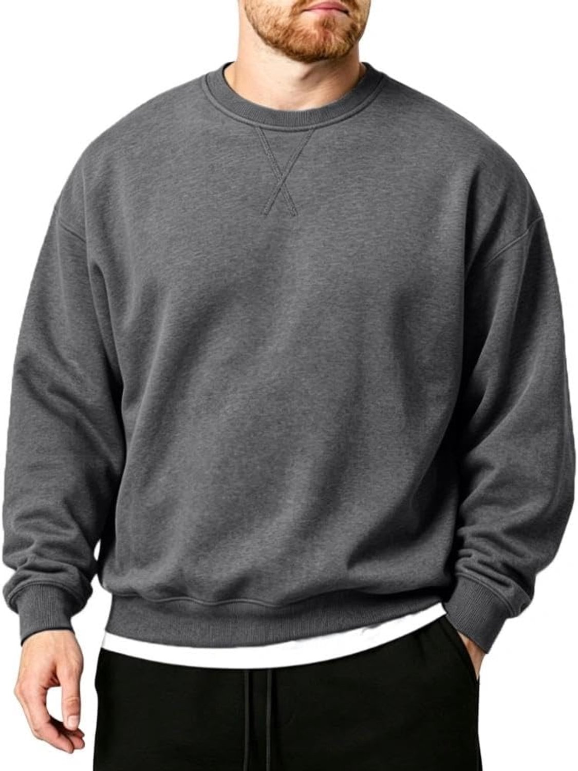 Fleece trui met ronde hals