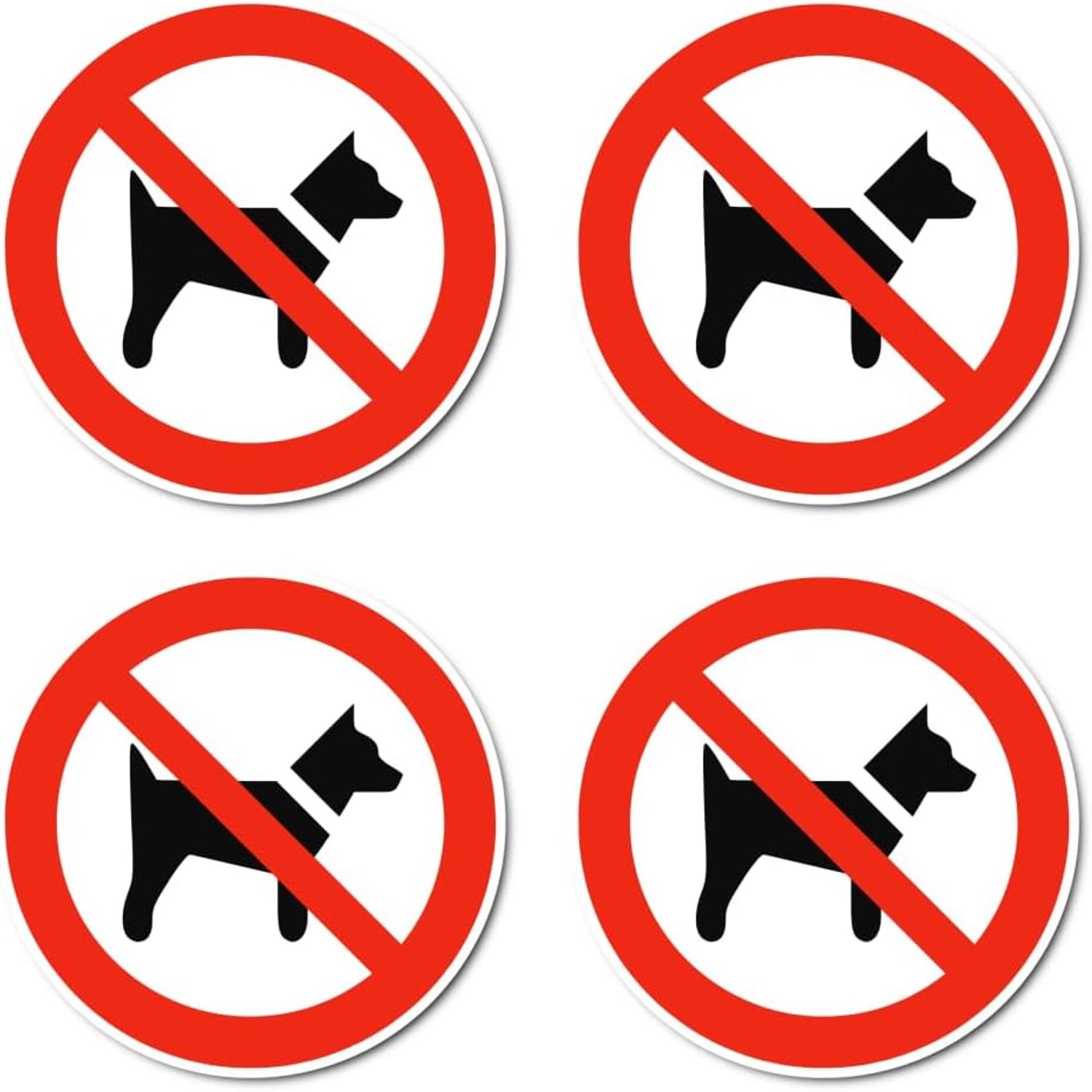Stickers verboden honden Ø 10 cm - waterdicht - uv-bestendig - voor binnen en buiten - 4 stuks - m-winkel