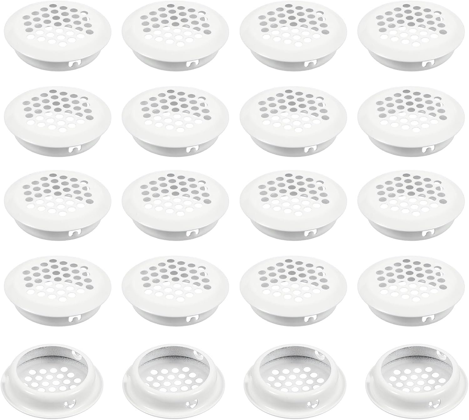 Soffitventilatieroosters 42 mm - roestvrij staal - ronde gaasopening - ideaal voor kasten, 20 stuks - ServiceTopper