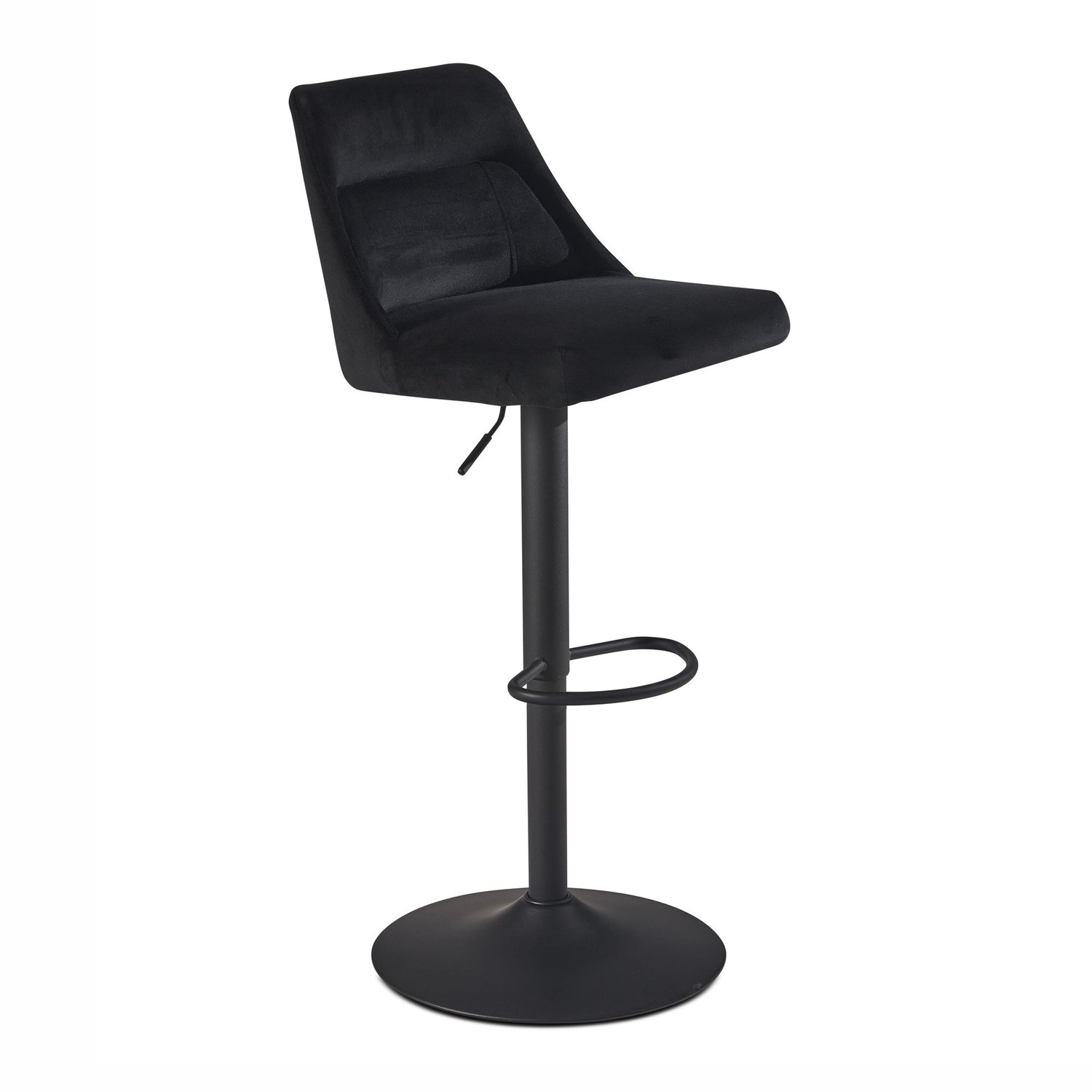 Cosmo Casa Barkruk - Zwart fluweel - Verstelbaar - Zithoogte 84 cm
