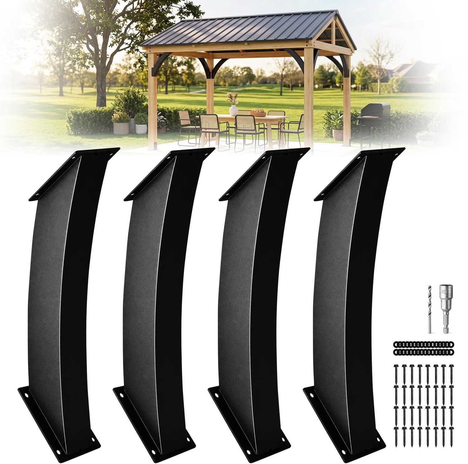 Set van 4 Zware Pergola Beugels voor Versterkte Ondersteuning